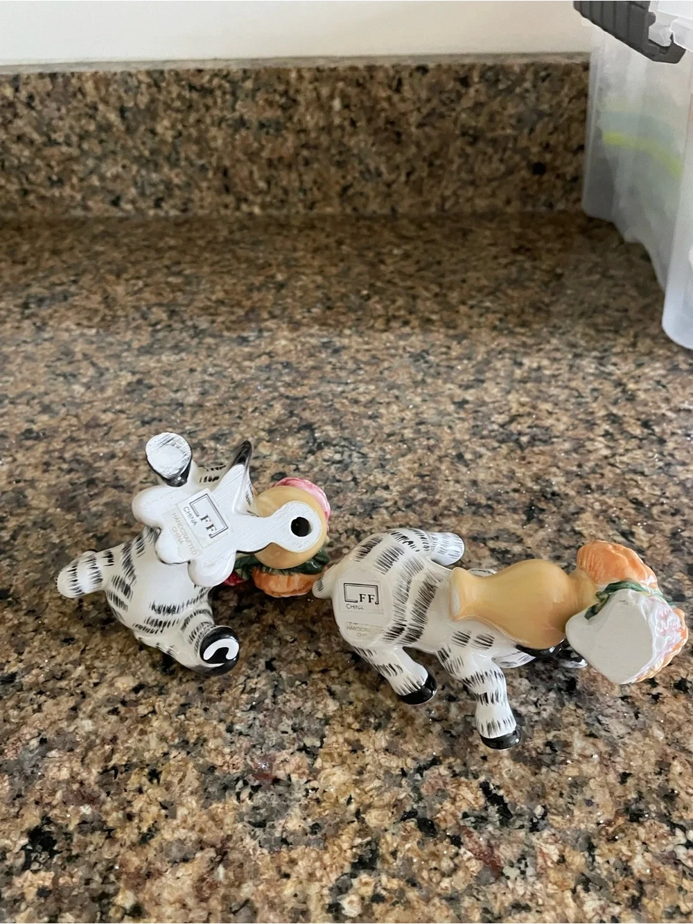 Vintage Set of Fitz and Floyd Tumbling Zebra Figurines Cottagecore Safari Themed